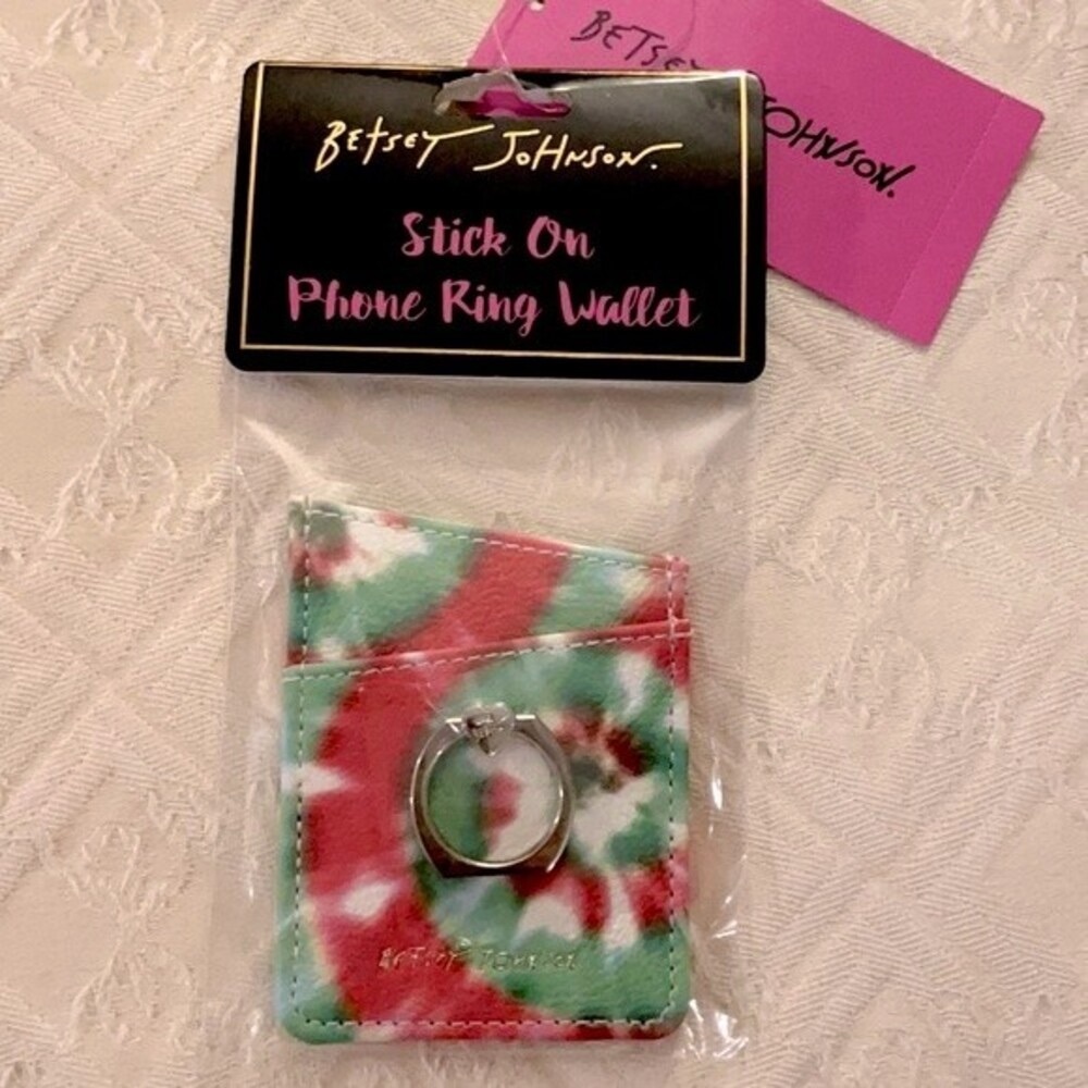 Betsey Johnson Stick On Phone Wallet Card Holder Ring Stand Tie Dye
